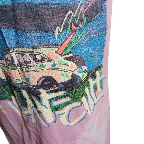 medium Single Stitch T-shirt Vintage 80's Pink Wave Cult Graphic Longboard Surf - Picture 3 of 11